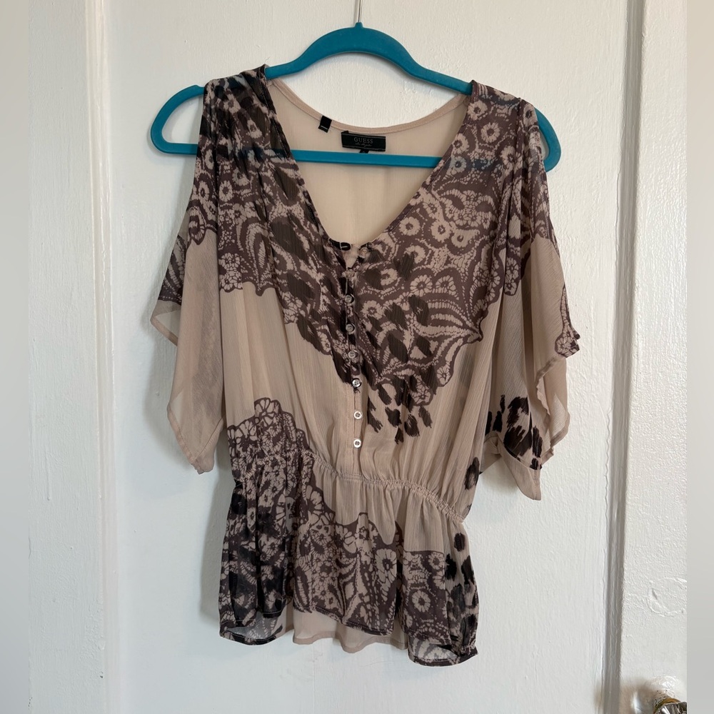 GUESS Y2K Floral Cold Cut Out Shoulder